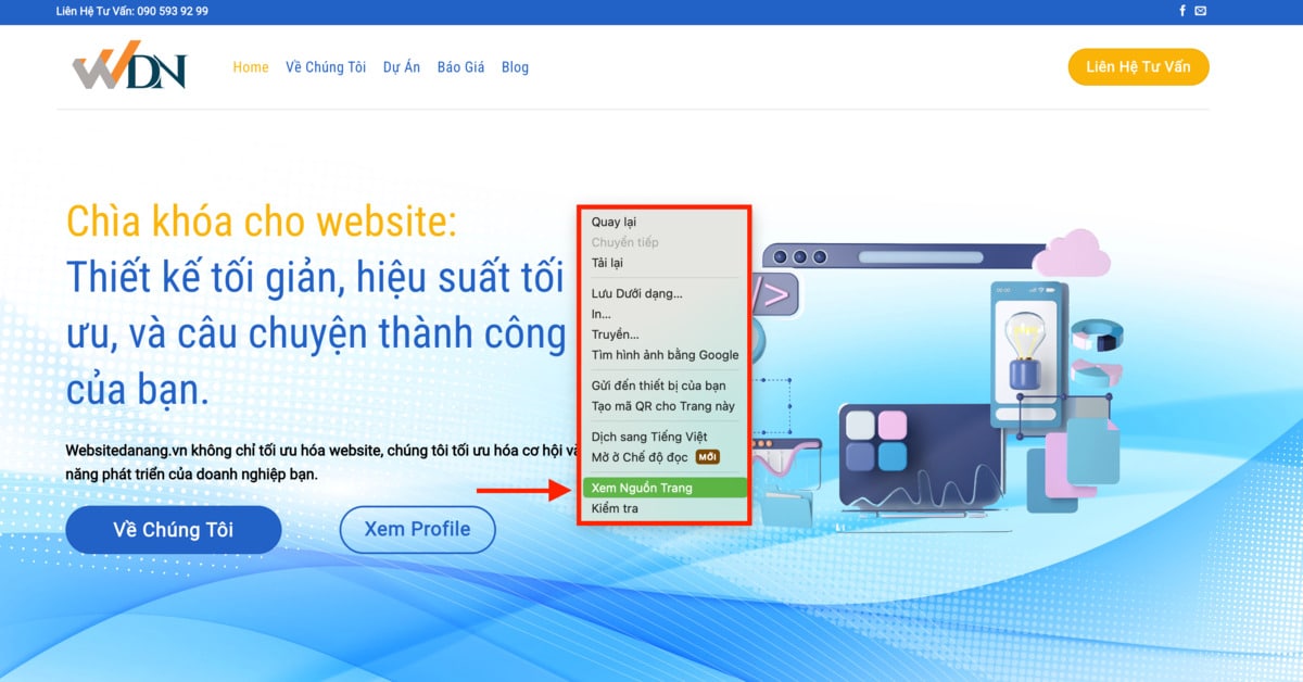 xem mã nguồn html