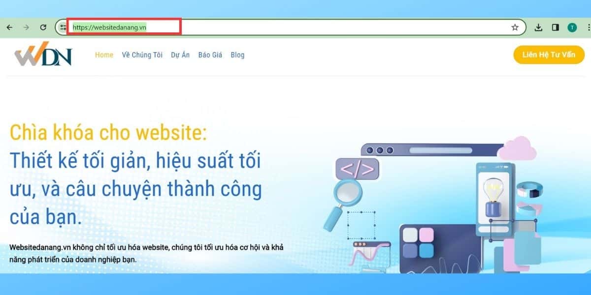 chọn vào url của trang web