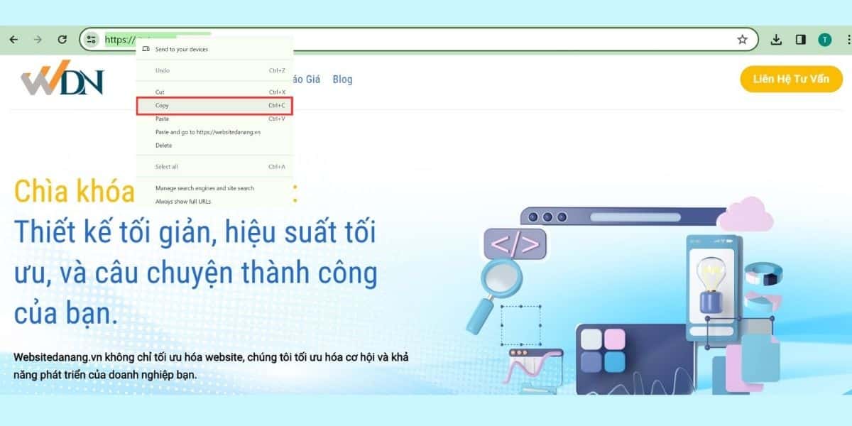 nhấn chọn sao chép url