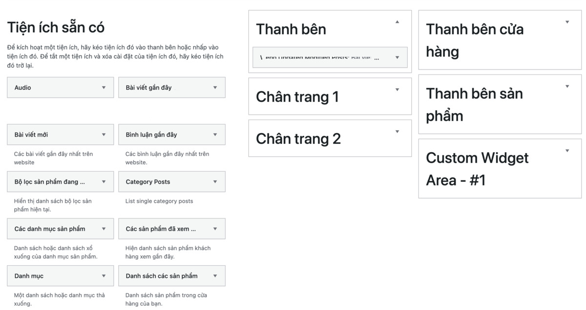 tùy chỉnh giao diện wordpress (wp) bằng cách sử dụng widgets và menu navigation