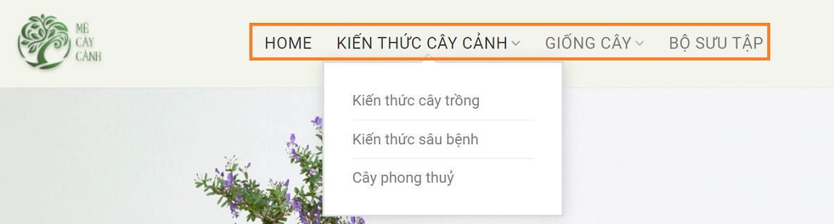 menu điều hướng là một trong các thành phần của trang web