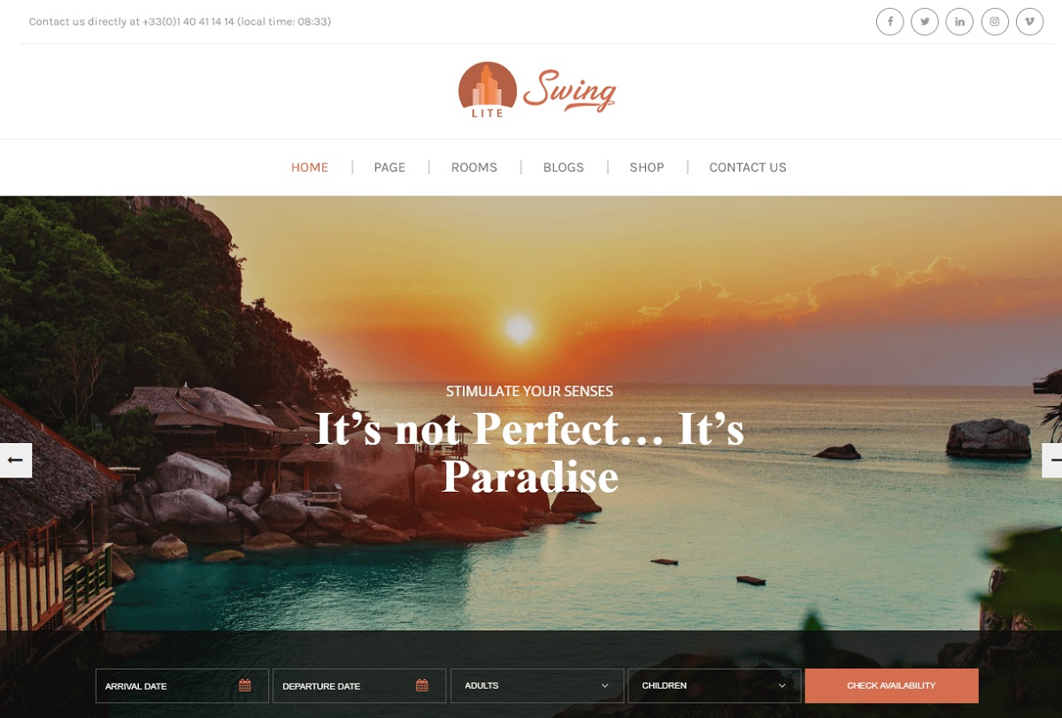 swing lite - theme khách sạn miễn phí