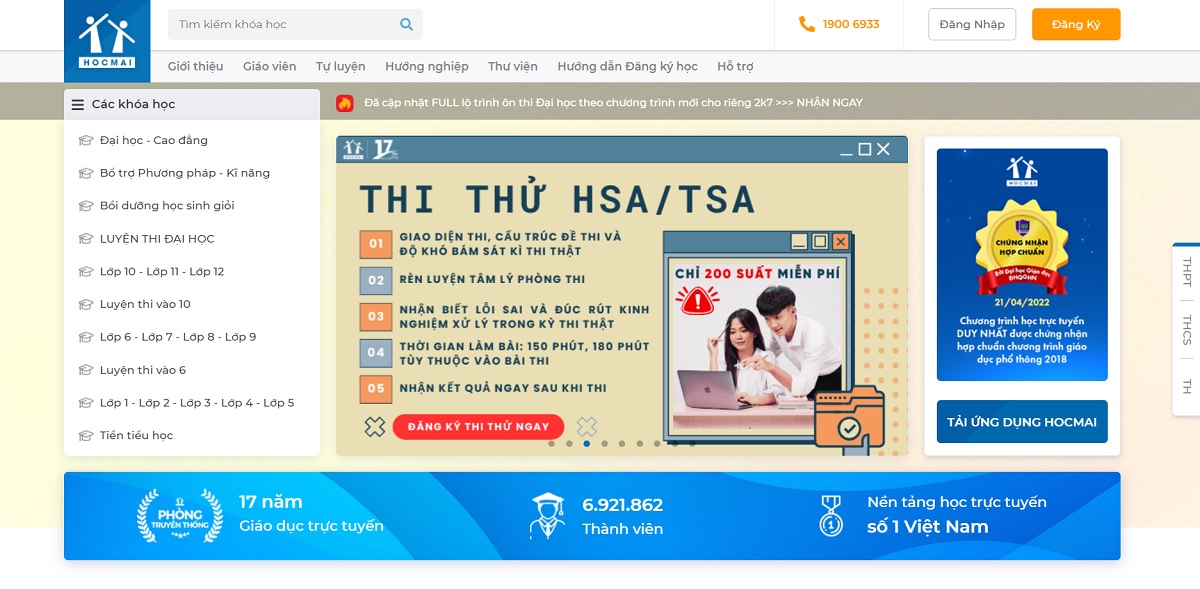 hocmai.vn là một trong các website học online phổ biến