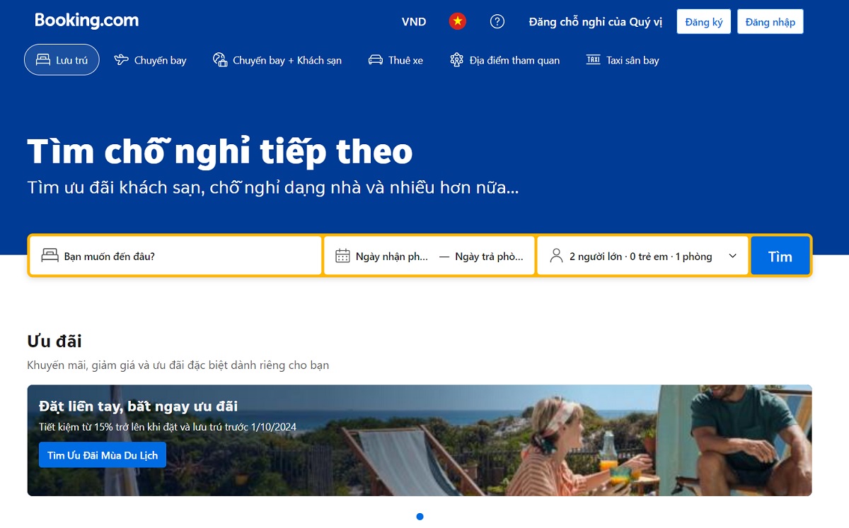 booking.com là một trong các website đặt phòng khách sạn uy tín