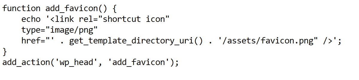 thêm đoạn mã trong ảnh trong file functions.php là một trong nhưunxg bước thêm favicon thủ công bằng code