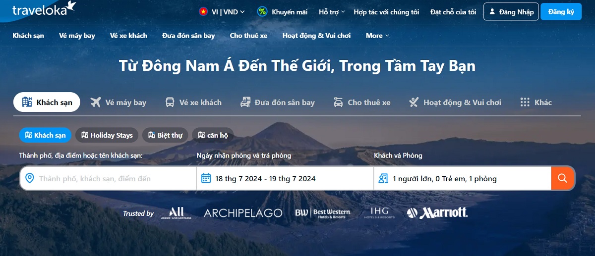 traveloka là một trong các trang web đặt phòng khách sạn uy tín