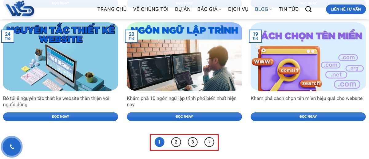 websitedanang.vn sử dụng pagination