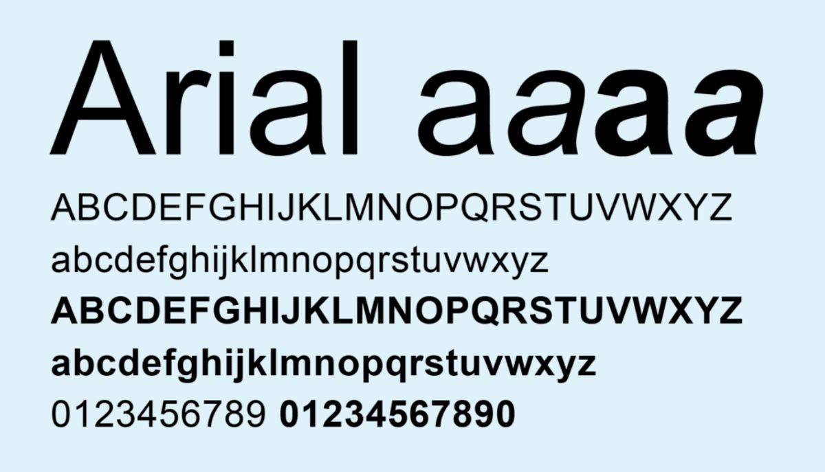 font chữ cho website - arial