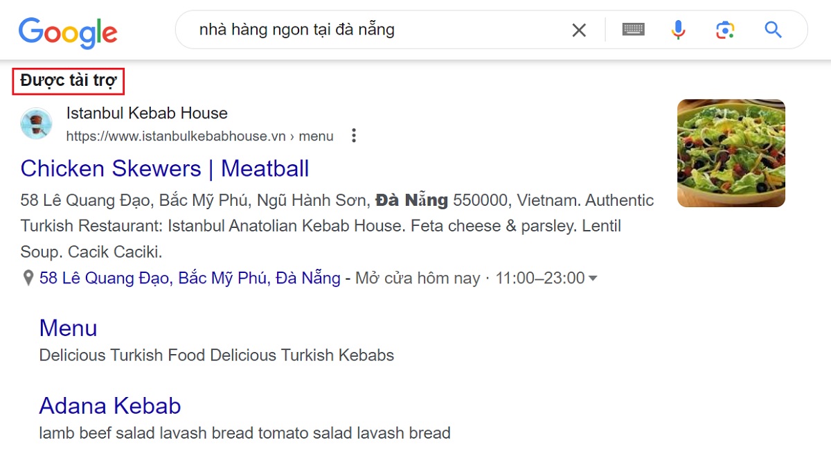 quảng bá website nhà hàng trên google ads